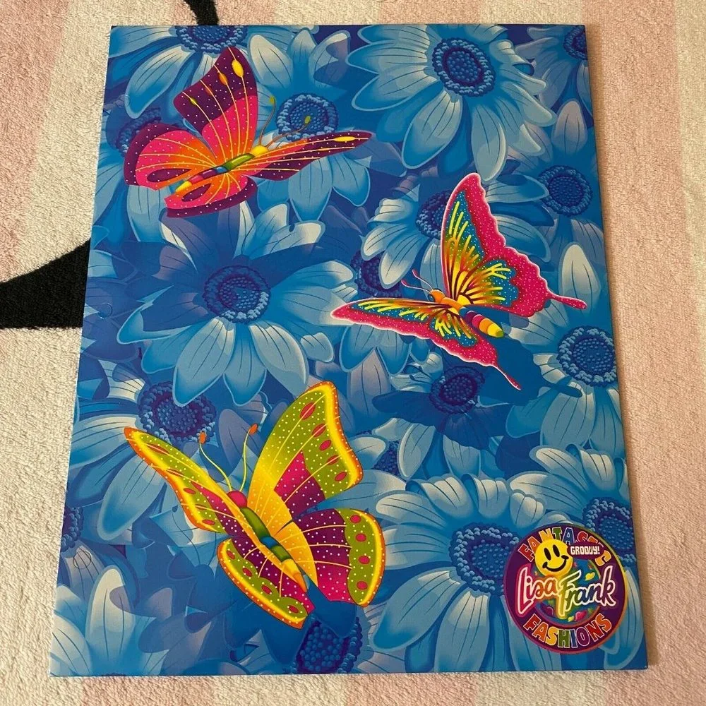 Vintage Lisa Frank Butterflies Flowers Fantastic Fashions Folder *Unpunched